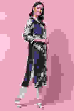 Indigo LIVA Straight Kurta image number 3