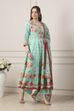 Blue Cotton All-Over Floral Kalidar Suit Set image number 5