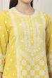 Yellow Cotton Floral Embroidered Straight Suit Set image number 1