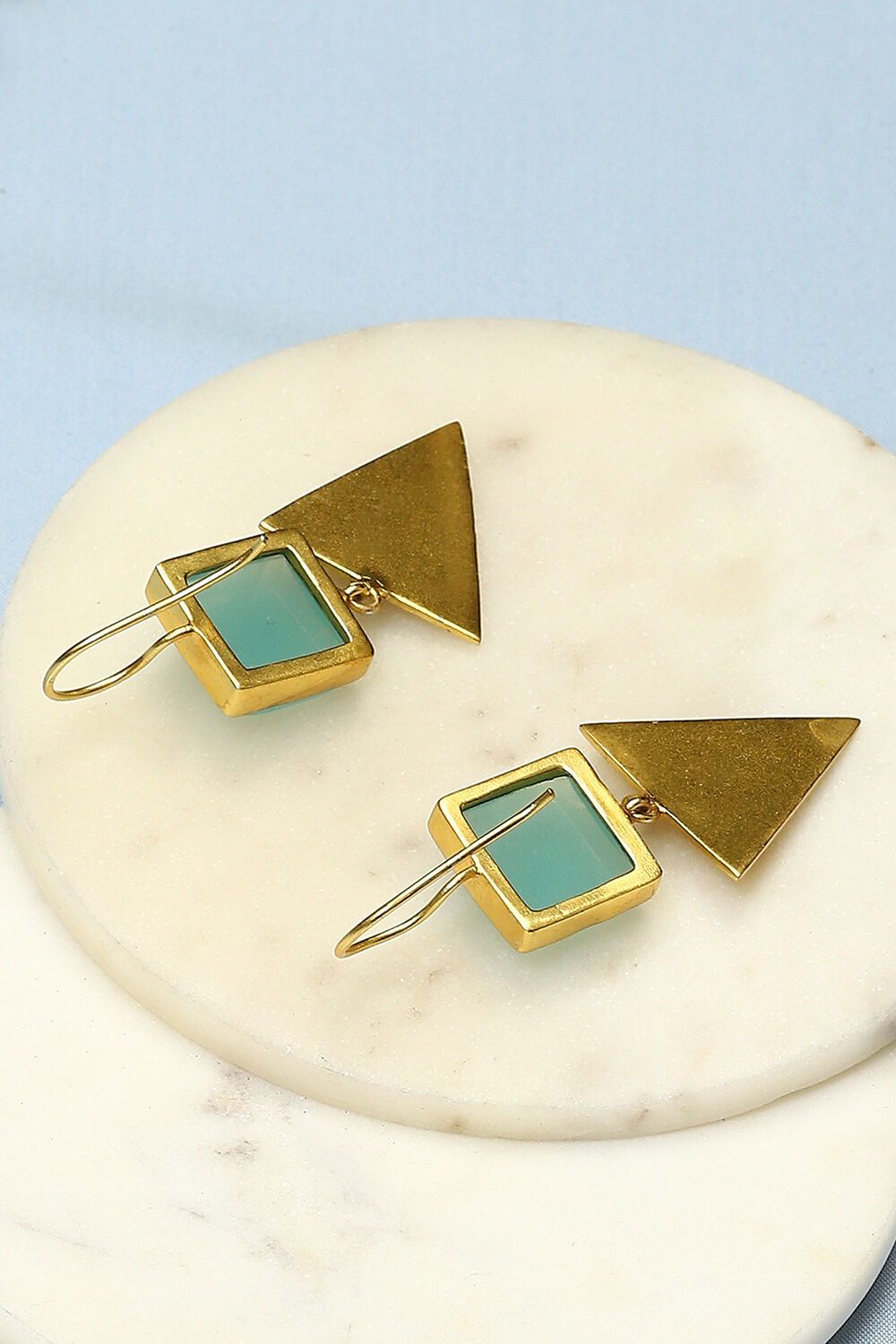 Mint Green Brass Earrings image number 2
