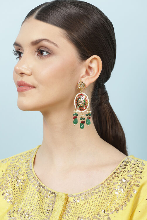 Green Alloy Earrings image number 3