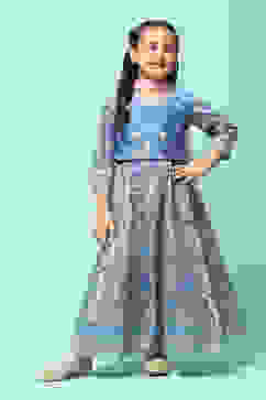 Blue Polyester Short Kurta Printed Suit Set image number 7