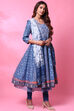 Grey Cotton Anarkali Kurta Churidar Suit Set image number 5