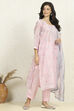 Light Pink Chanderi Unstitched Suit Set image number 6