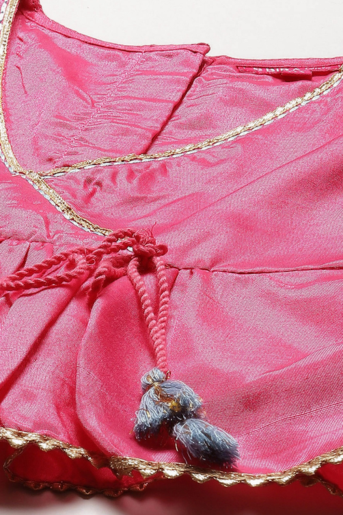 Plum Art Silk Flared Lehenga image number 1