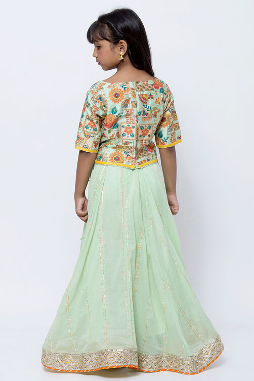 Mint Green Girls Lehenga Set image number 4