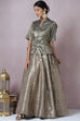 Sage Green Metallic Cotton Lehenga Set image number 6