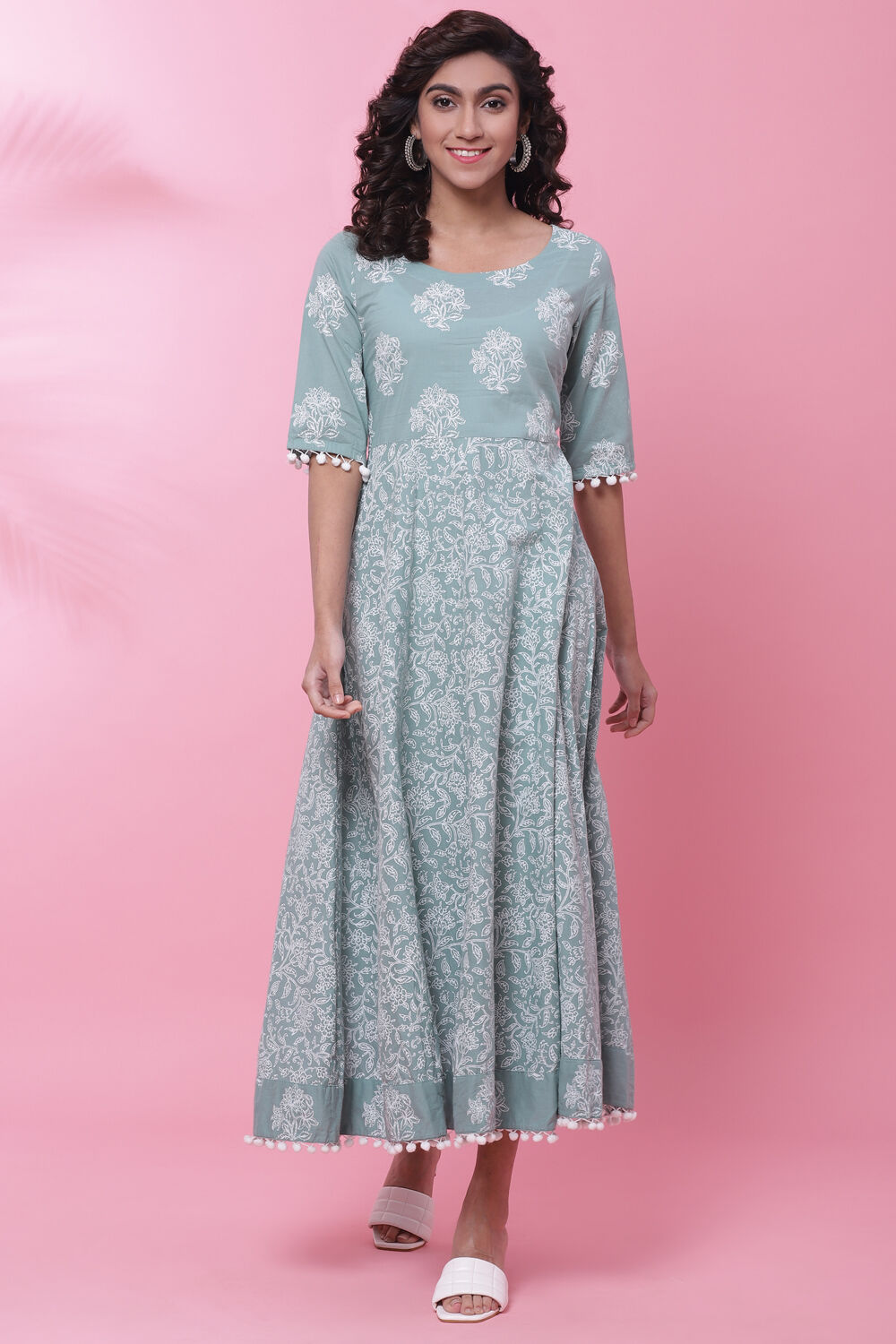 Onion Pink Cotton Printed Kurta Dress image number 0