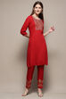 Red Rayon Straight Kurta Pant 2 Piece Set