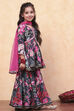 Teal Polyester Printed Gathered Sharara Suit Set image number 5