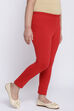 Deep Red Cotton Lycra Solid Leggings image number 2