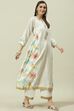 Off White Metallic Cotton A-Line Kurta Palazzo Suit Set image number 5