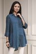 Blue Printed Straight Shirt image number 4