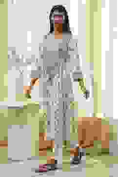 Cream-Colored Printed Straight Kurta image number 2