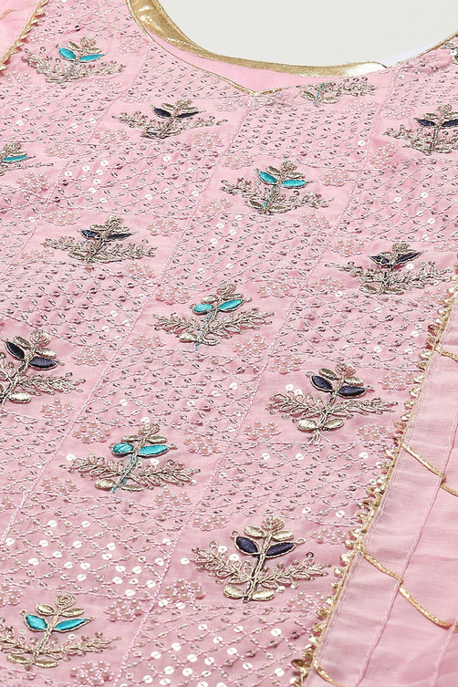 Pink Modal Unstitched Suit Set image number 2