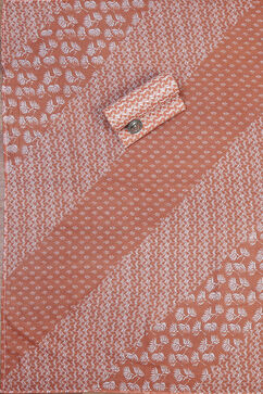 Peach-Colored Cotton Printed Unstitched Suit Set image number 2