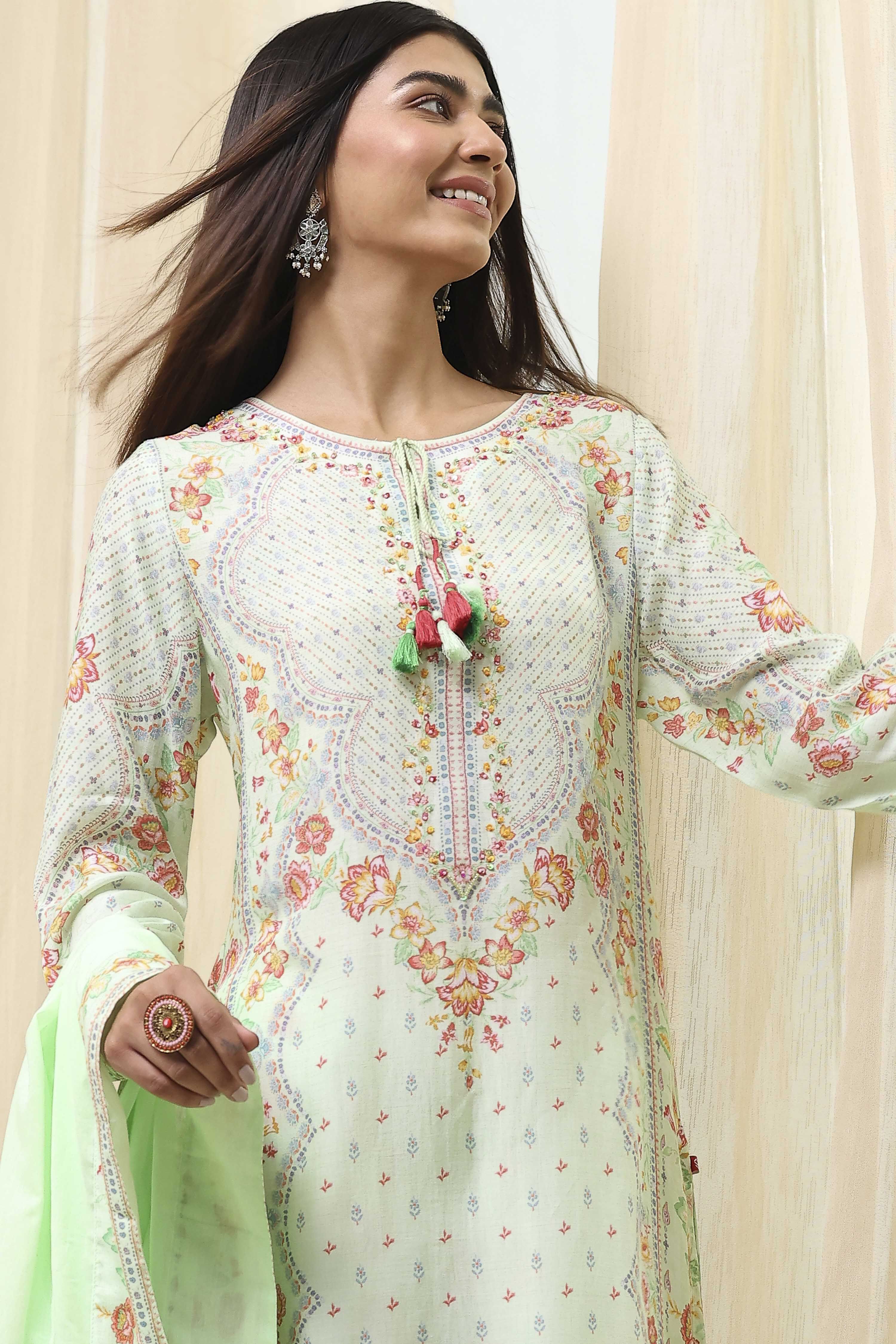 Pista Green Modal Blend Straight Suit Set image number 7