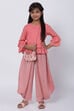 Peach Cotton Flared Kurta Dhoti Pant Suit Set image number 0