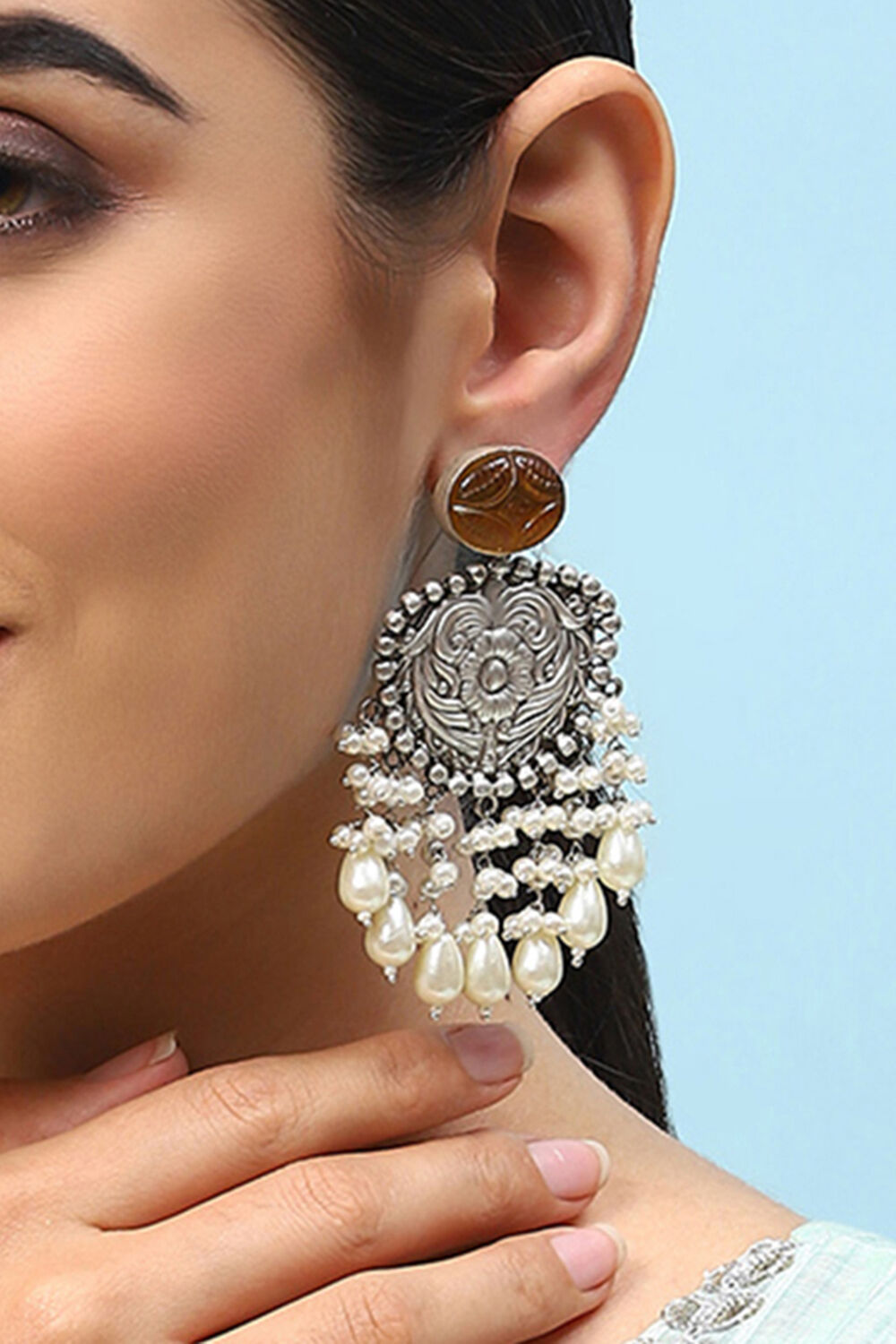 Oxidised Yellow Brass Earrings image number 1