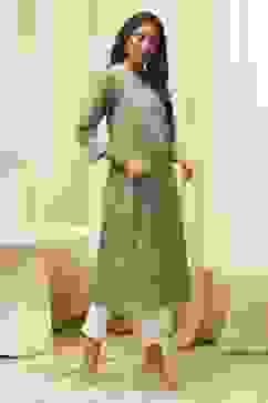 Green Pure Cotton Printed Straight Kurta image number 5