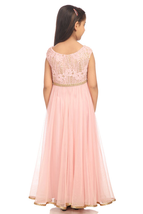 Pink Anarkali Poly Cotton Dress image number 4