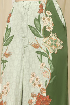 Green Viscose Blend Straight Printed Fusion Set image number 2