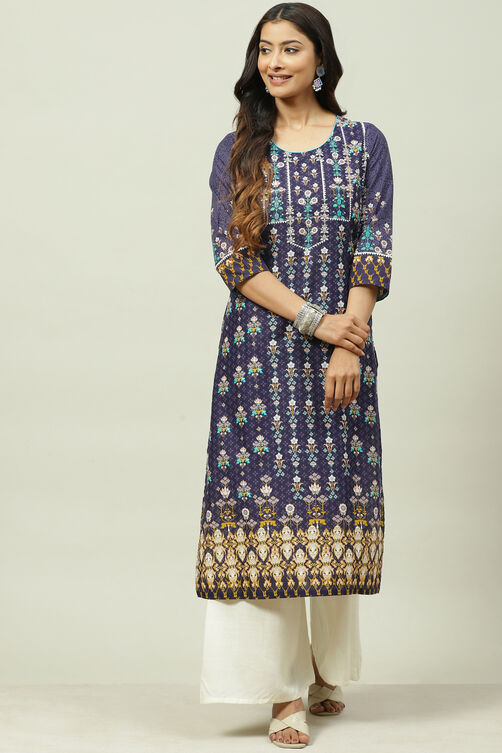 Indigo Straight Kurta image number 0