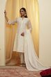 Off-White Embroidered Cotton Silk Kurta Set