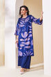 Blue Viscose Rayon A Line Kurta Pants Set
