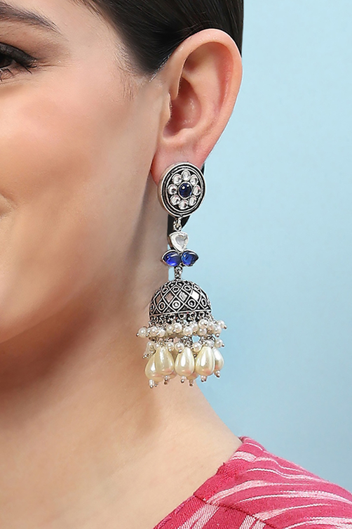 Blue Brass Earrings image number 1