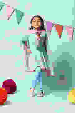 Powder Blue Cotton Asymmetric Kurta Churidar Suit Set image number 7