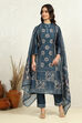 Beige Chanderi Printed Unstitched Suit Set image number 1