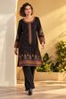 Black Multi-Motif Printed Straight Kurta