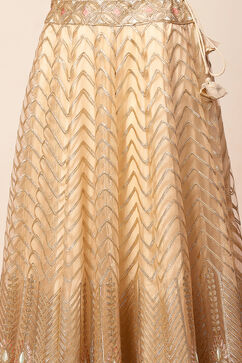 Beige Viscose Peplum Embroidered Lehenga Set image number 2