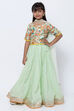 Mint Green Girls Lehenga Set image number 2