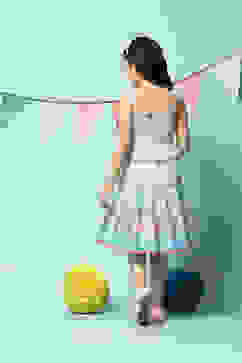 Turquoise Cotton Tiered Dress image number 4