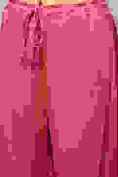 Bright Pink Cotton Blend Layered Kurta Salwar Suit Set image number 3