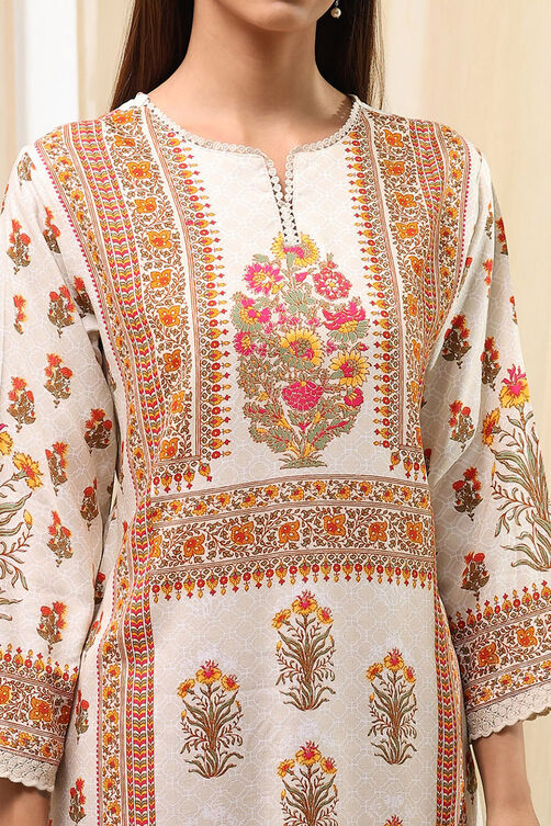 Green Printed Straight Kurta image number 1