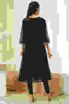 Black Poly Modal Kalidar Suit Set image number 4