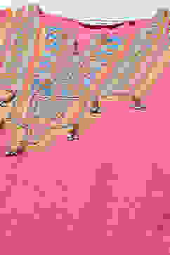 Fuschia Cotton Straight Suit Set image number 1