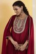 Maroon Viscose Rayon Embroidered Straight Kurta Set image number 1
