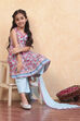 Coral Pure Cotton Floral Printed Tiered Suit Set image number 0
