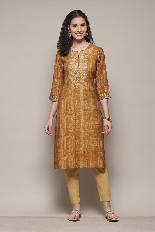 Wine Poly Viscose Straight Printed Kurta image number 3