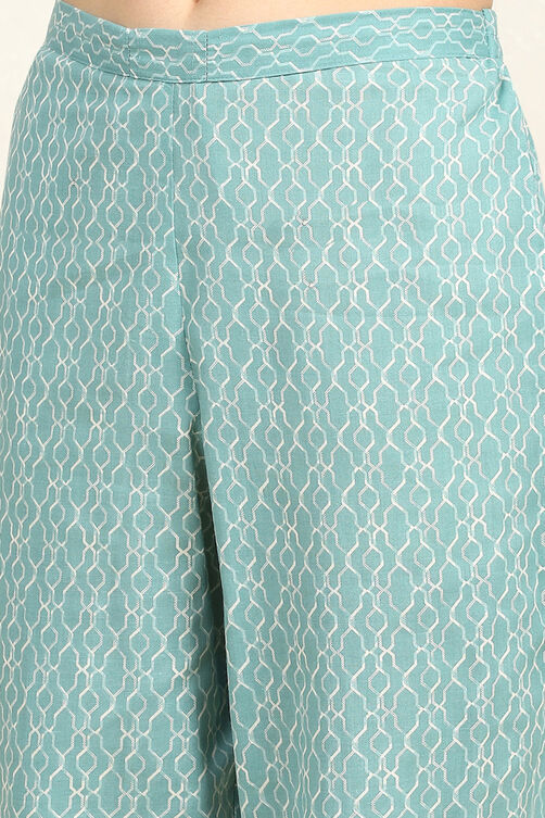 Rama Green Cotton Screen Print Unstitched Suit Set image number 3