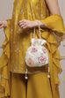 Off White Fabric Potli Bag image number 7