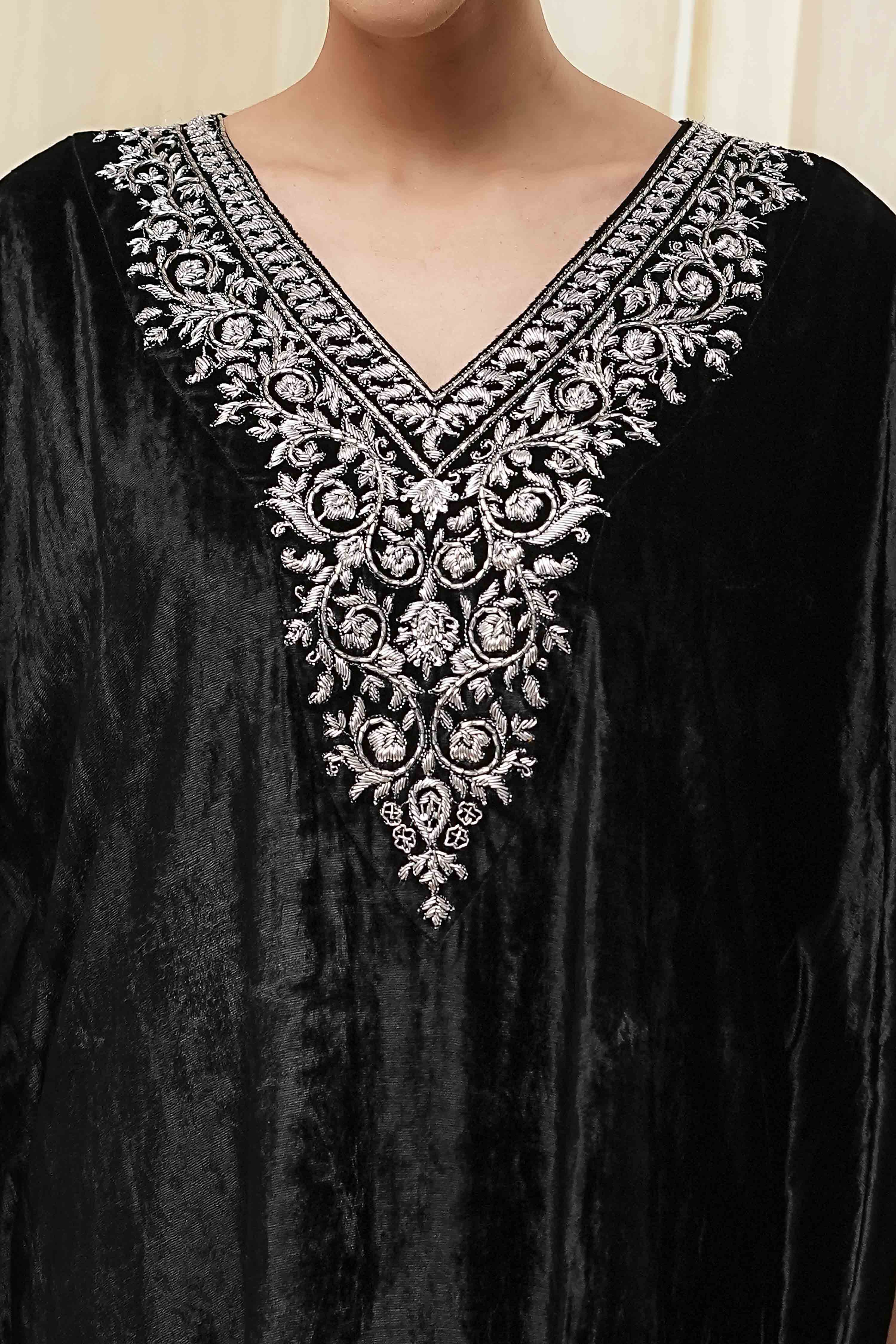 Black Viscose A-Line Suit Set image number 1