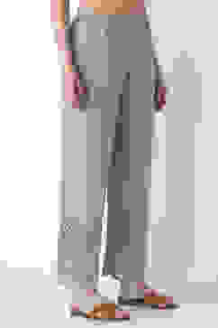 Grey Cotton Straight Palazzos image number 4