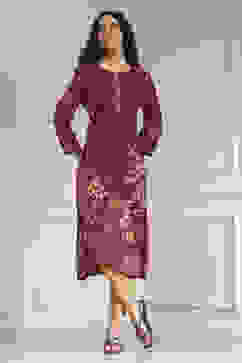 Berry Maroon Printed Straight Kurta image number 0