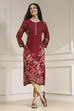 Berry Maroon Printed Straight Kurta