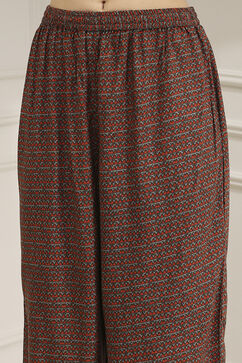 Orange Viscose Straight Solid Suit Set image number 2